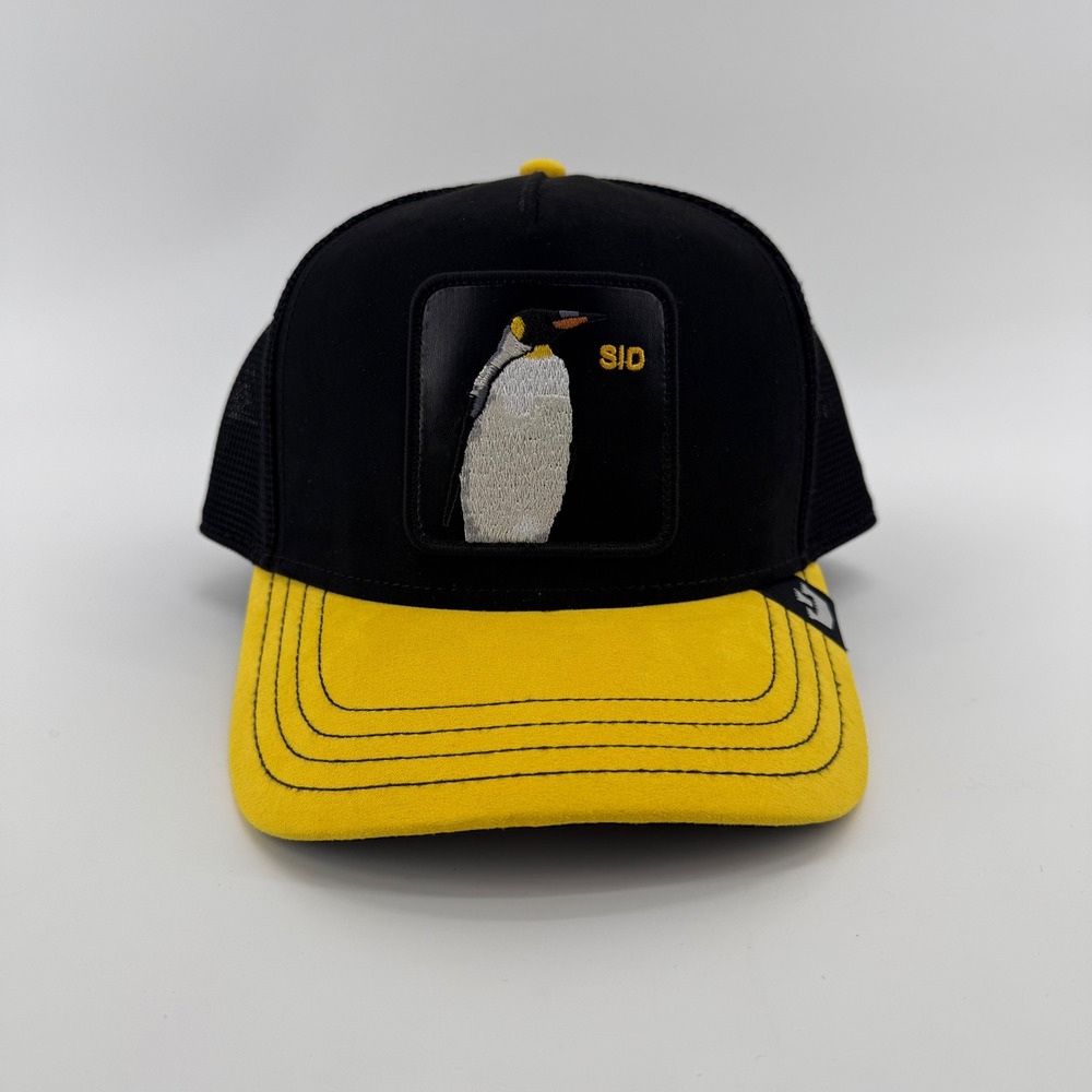 Goorin Bros The Farm Sid Penguin Trucker Hat Black Yellow Snapback Cap 87